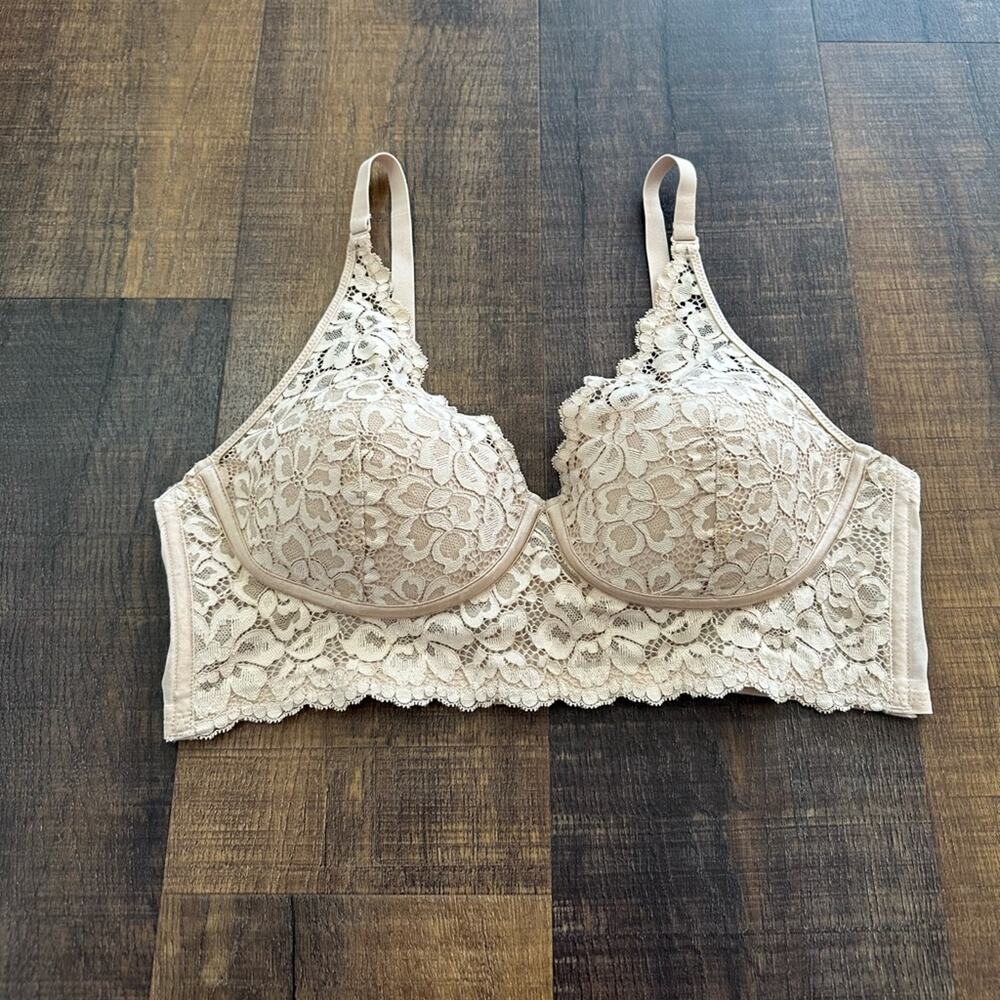 Maidenform Pure Comfort Lace & Mesh Longline Wireless Bralette Size 38B